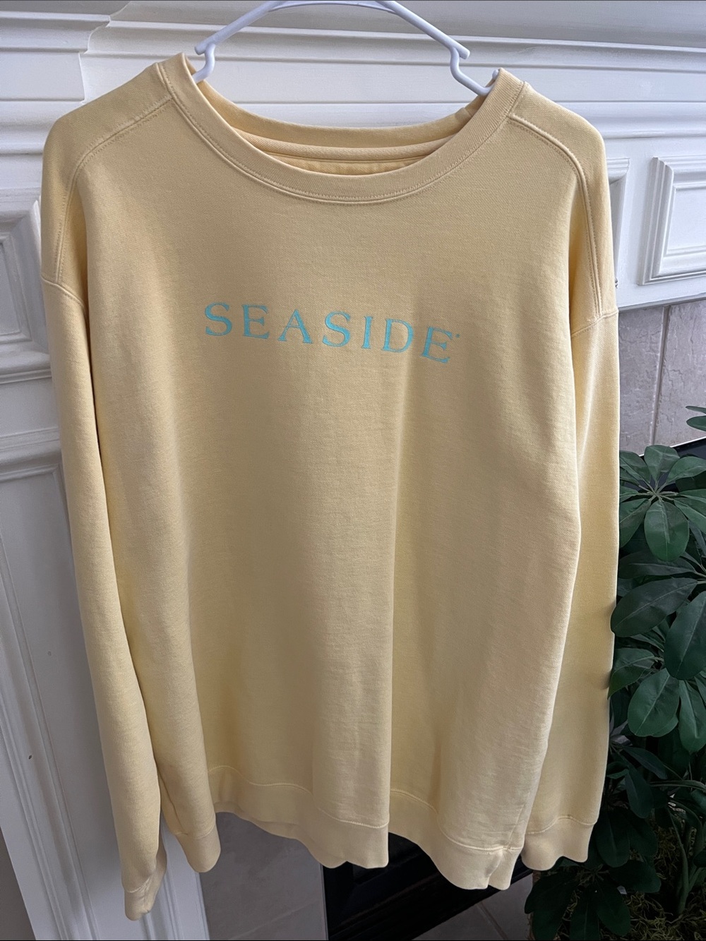 Seaside Logo Crewneck Sweater in Pale Yellow